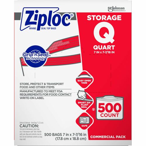 Bags, Storage, Quart, Ziploc 500/CT