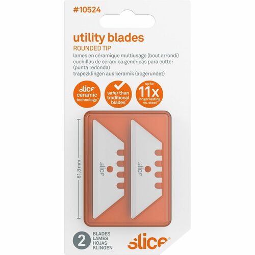 Ceramic Blade, Rounded Tip, 4/5"x2-2/5"x1/10", White 2/PK