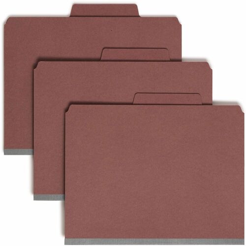 Classification Folders, 2 Dividers, Letter, Red 10/BX