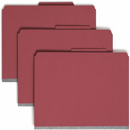 Folder, Classification, Letter, 2 Pocket Divider, Red 10/BX