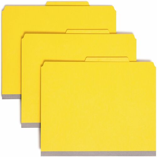 Classification Folders, 2" Expanding, 2 Dividers, Top Tab, Letter, Yellow 10/BX