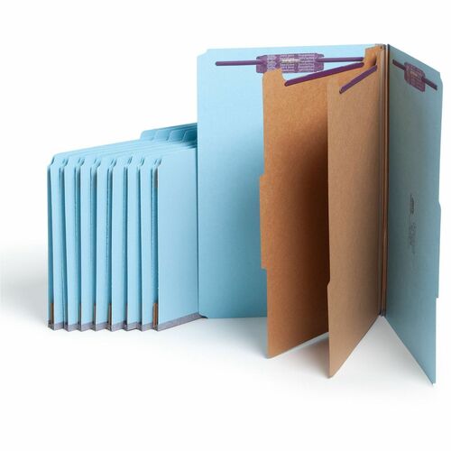 Classification Folders, 2 Dividers, Legal, Blue 10/BX