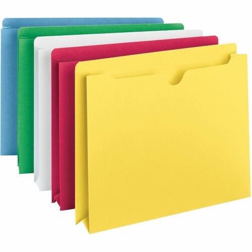 File Jackets, 2" Exp, Letter, Straight Cut, AST 10/PK