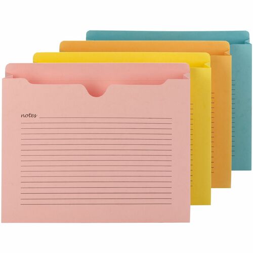 File Jackets, W/Note Lines, 2" Exp, Letter-Size, Ast 12/PK