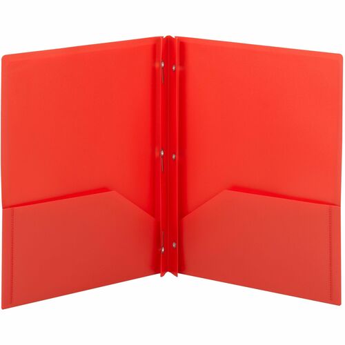 Folder, 2 Pocket, Letter, Poly, With Tangs, Red 25/BX