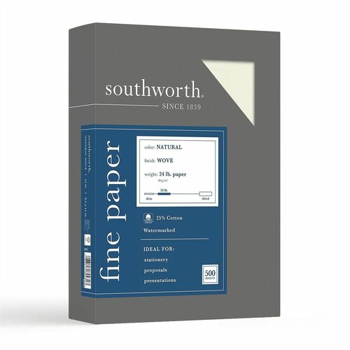 Paper, 25% Cotton, 24#, 8.5 x 11, Not Tested 500/BX