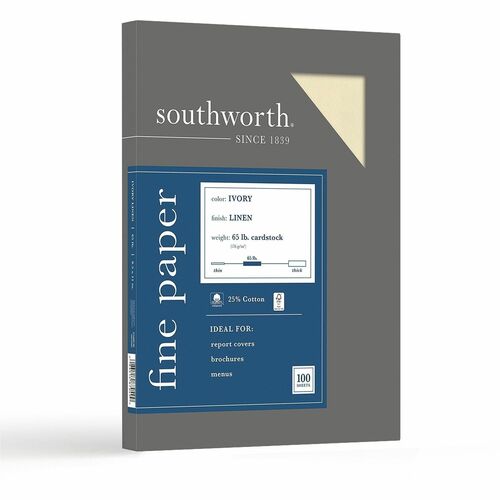 Paper, Linen, 25% Cotton, 65#, Ivory 100/BX