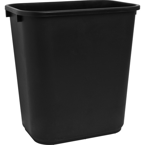Wastebasket, Rectangular, 28 Quart, Black