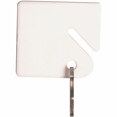Key Tag, Square, Plastic, 1-2/5" W x 4-3/4" L x 2-2/5" H, White 20/PK