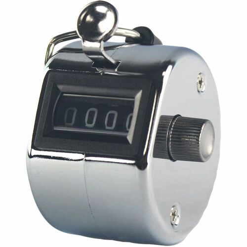 Tally Counter, With Finger Ring, 4 Figure, Steel, Silver