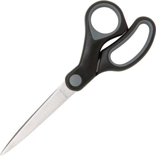 Straight Scissors, Rubber Handles, 8" Straight, Black