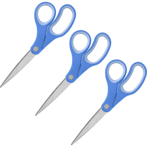 Scissors, Bent, 8", Rubber Handle, Blue 3/BD