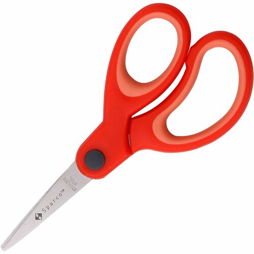 Scissors, 5", Point Tip, Easy Grip Handle, Red