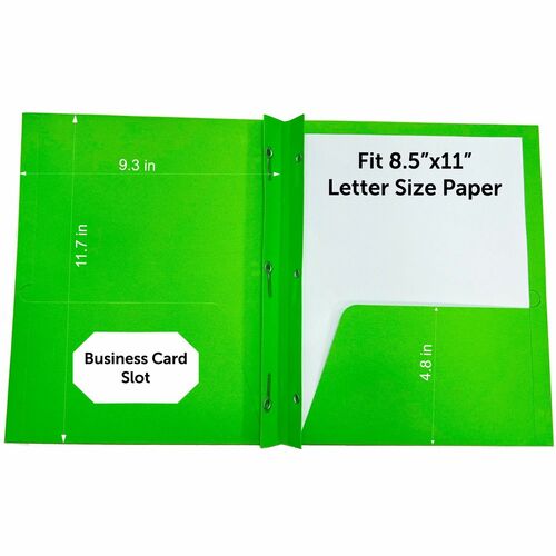 2-Pocket Folder, 3 Prong, Apple Green 25/BX