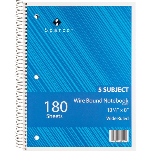 Notebook, Wire, Wide, 5 Sub, 180