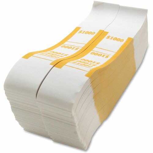 Bill Strap, For $10 Bills, $1000 Capacity, White/Yellow 1000/PK