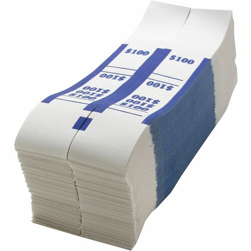 Bill Strap, F/$1 Bills, $100 Capacity, White/Blue 1000/PK