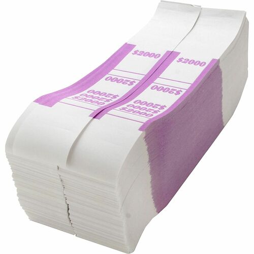 Bill Strap, For $20 Bills, $2000 Capacity, White/Violet 1000/PK