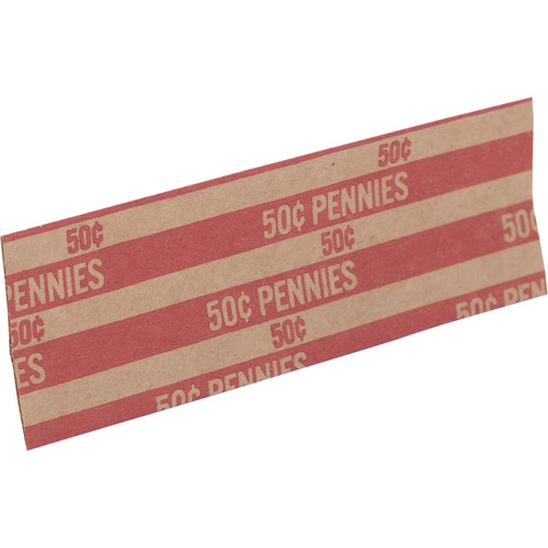 Coin Wrapper, 60 lb., Pennies, .50, Red 1000/PK