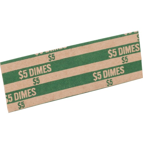 Coin Wrapper, 60 lb., Dimes, 5.00, Green 1000/PK