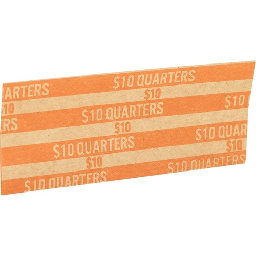 Coin Wrapper, 60 lb., Quarters, 10.00, Orange 1000/PK