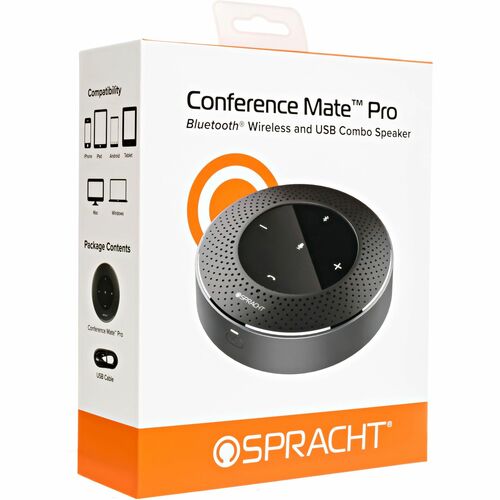 Speaker, Conference, Wireless/USB, 7-Watt, 13 Hour, Black