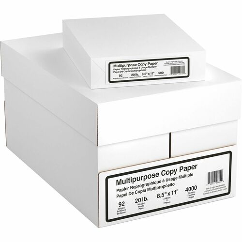Copy Paper, 20 lb, 8-1/2" x 11", White, 500 Sheets 8/CT