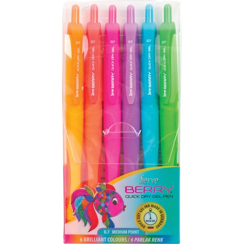 Gel Pen, Quick Dry 6/PK