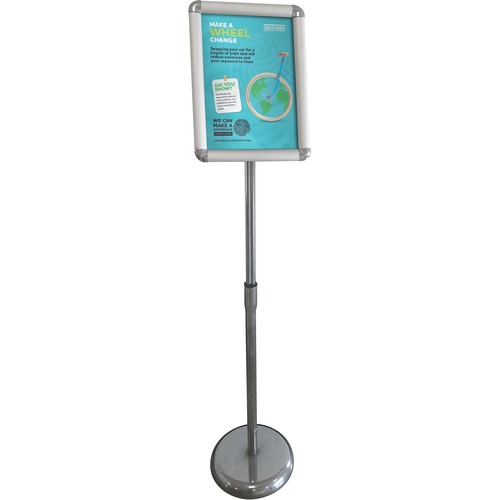 Sign, With Floor Stand, Height-Adjustable, for Menu Display, 8-1/2"x11", Chrome