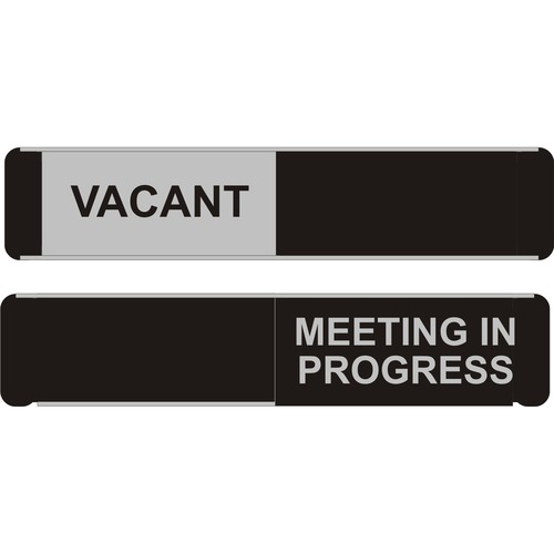 Sign, Door, With Slider, Vacant/Meeting in Progress, 10" x 2", Black