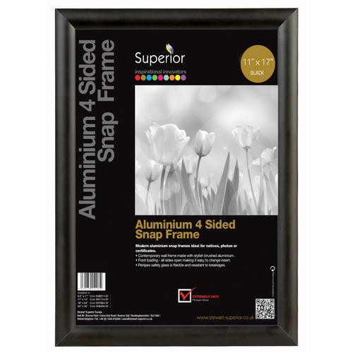 Snapframe, Aluminum, 11x17, Black