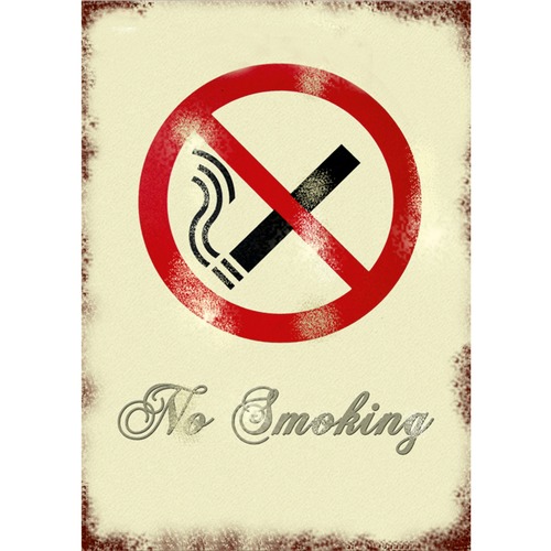 Sign, Wall, "No Smoking", Retro, Aluminum, 11-1/2" x 8-1/4", MI
