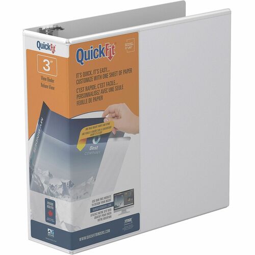 View Binder, Quick Fit, D-Ring, 3", 11-1/4" x 11-3/4", White