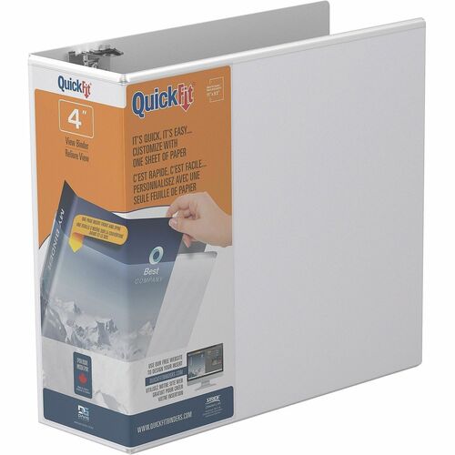View Binder, Quick Fit, D-Ring, 4", 11-1/4"x11-3/4", White
