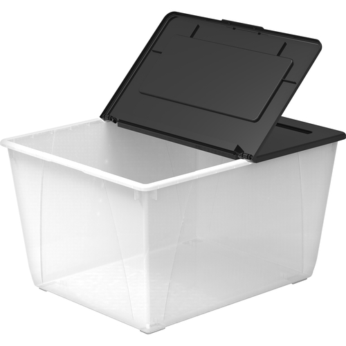Tote, Storage, 16 Gallon, Clear/Black