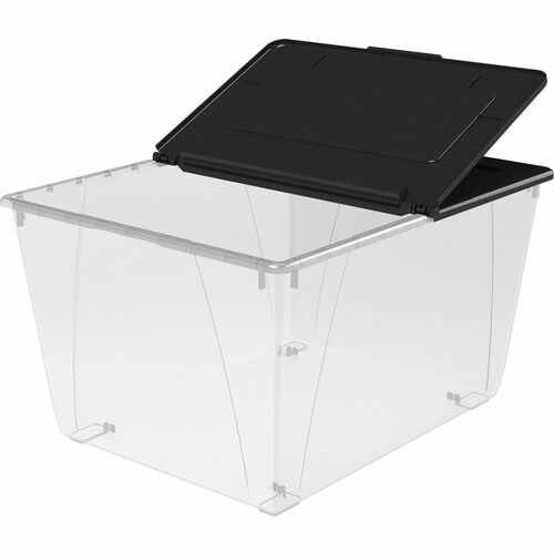 Tote, Storage, 16 Gallon, Clear/Black 4/CT