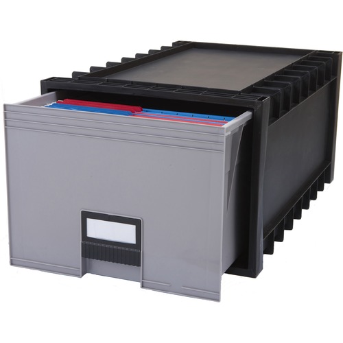 Archive Storage Box, Letter, 24" Deep, Black/Gray