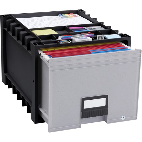 Archive Storage Drawers, Letter, 24" D, Black/Gray
