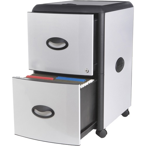 File, Mobile, 2 Drawer, Black Silver