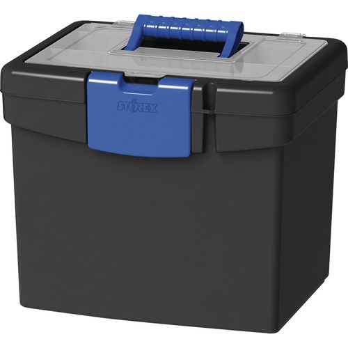 File Storage Box, 13-1/4" x 10-7/8" x 11", Black/Blue