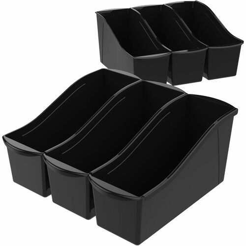 Large Book Bin, 5-3/10"W x 14-3/10"L x 7"H, Black 6/CT