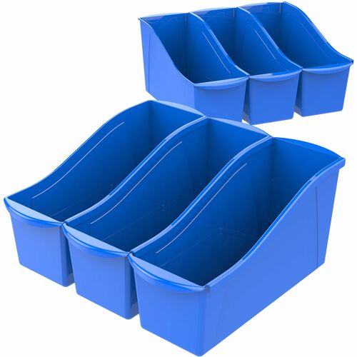 Interlocking Book Bins, 5-3/10"Wx14-3/10"Lx7"H, Blue 6/CT