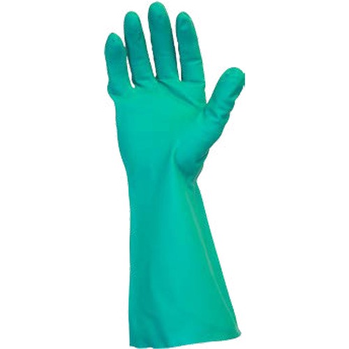 Gloves, Nitrile, Flock-Lined, 13" L, Medium, Green 12/DZ