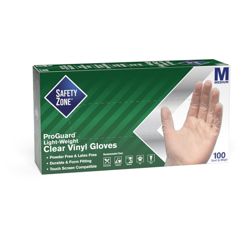 Gloves, Powder-Free, Vinyl, 9-1/4" L, Medium, Clear 100/BX