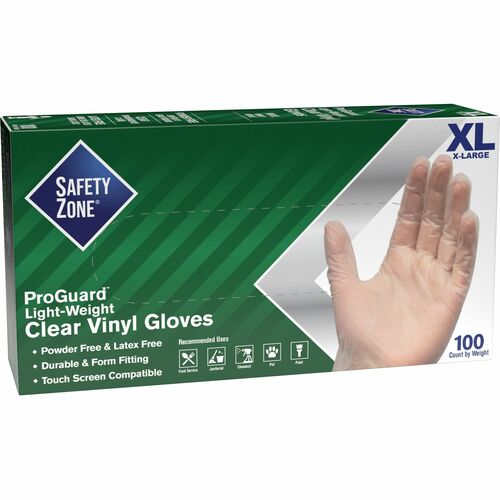 Gloves, Powder-Free, Vinyl, 9-1/4" L, XLarge, Clear 100/BX