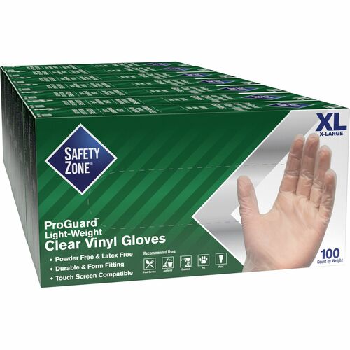 Gloves, Powder-Free, Vinyl, 9-1/4" L, X Large, Clear, 100/BX Per Carton 10/CT