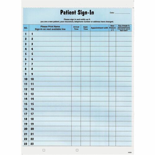 Form, Sign-In, Patient, Blue 125/PK