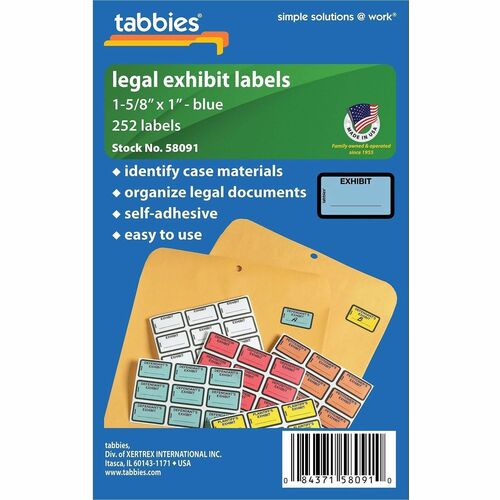 Legal Exhibit Labels, "Exhibit", 1-5/8" x 1", Blue 252/PK