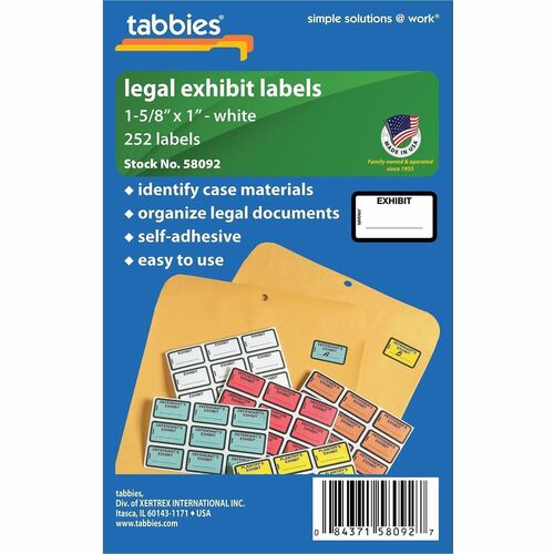 Legal Exhibit Labels, "Exhibit", 1-5/8" x 1", White 252/PK