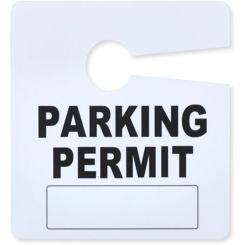 Parking Permit, Reusable, 2-4/5"Wx3"H, White 50/PK